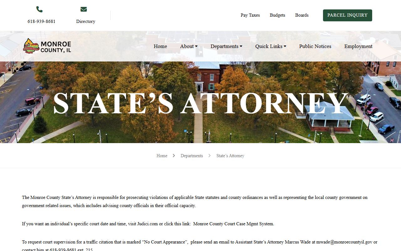 Monroe County State's Attorney page for court records and charges after an arrest